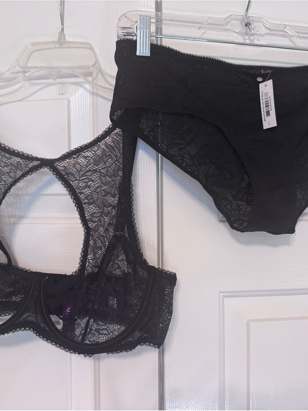 Adore Me Black Lace Bralette and Bikini Brief Set